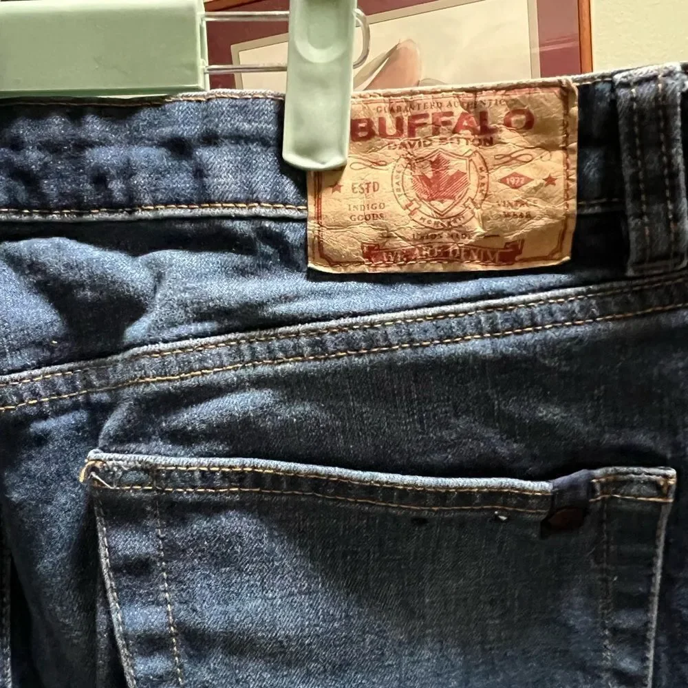 EUC Buffalo Authentic We Are Denim, Relaxed Tapered , Blue Jeans 34x 32  #JTB030